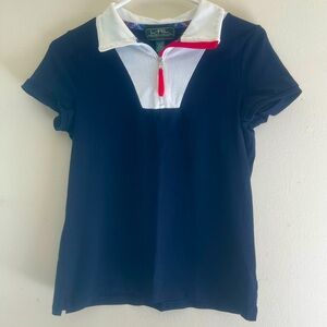 Ralph Lauren L-RL Lauren Active Womens Zip Up Size M shirt Blue White Red